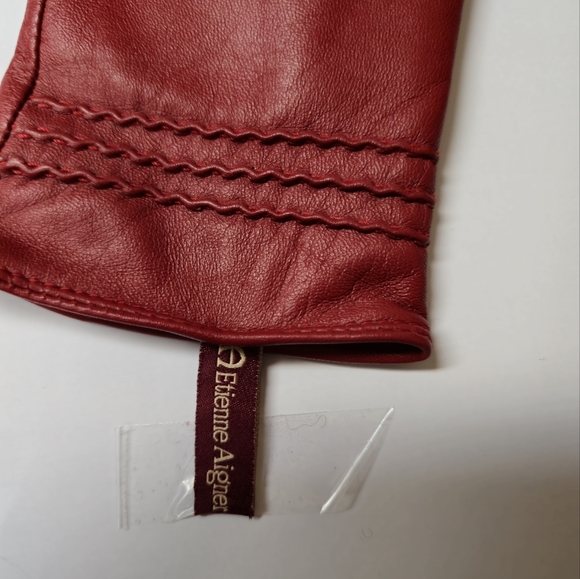 Etienne Red Professional Leather Shell Cashmere Lining Medium Size Vintage - Picture 8 of 10